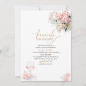 水モダン色ブランチとバブリーブライダルシャワー 招待状 (正面)