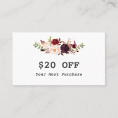 水モダン色ブルゴーニュフローラメイクアップアーティスト 割引カード (正面)