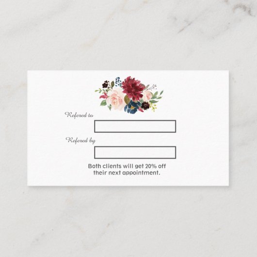 水モダン色ブルゴーニュフローラメイクアップアーティスト 紹介カード (裏面)