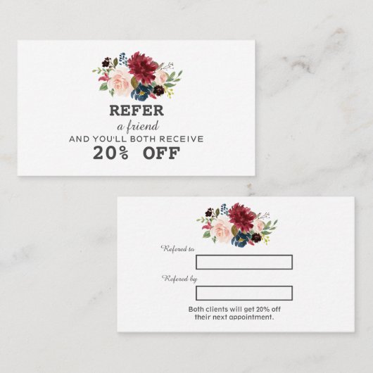 水モダン色ブルゴーニュフローラメイクアップアーティスト 紹介カード (正面/裏面)