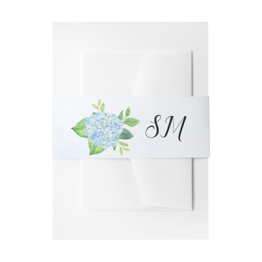 水モダン色ブルーアジサイ結婚ズ 招待状ベリーバンド (正面例)