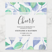 水モダン色ブルーグ離れルーン結婚ズ ワインラベル (シングルラベル)