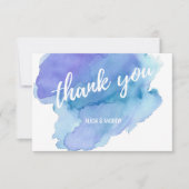 水モダン色ブルーティール(緑がかった色)ターコイズありがとう サンキューカード (正面)