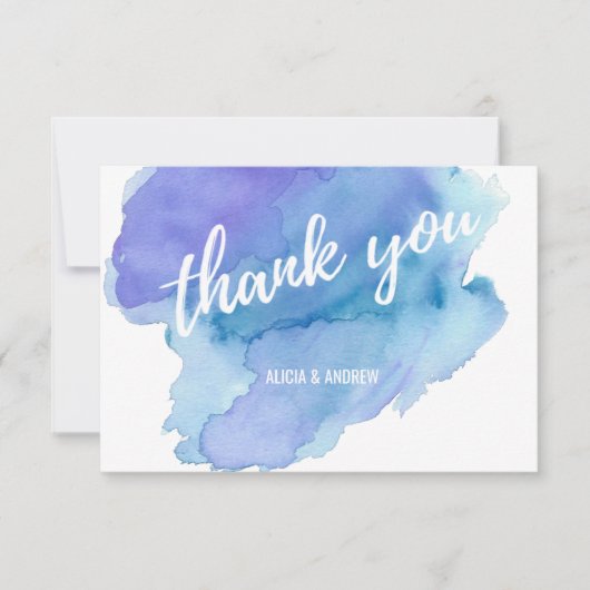 水モダン色ブルーティール(緑がかった色)ターコイズありがとう サンキューカード (正面)