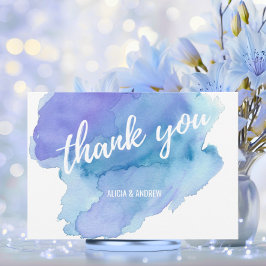 水モダン色ブルーティール（緑がかった色）ターコイズありがとう サンキューカード