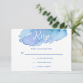 水モダン色ブルーティール（緑がかった色）ターコイズRSVP結婚's 出欠カード (スタンド正面)