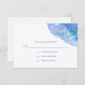 水モダン色ブルーティール（緑がかった色）ターコイズRSVP結婚's 出欠カード (正面/裏面)