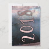 水モダン色ブルーバラ金ゴールド卒業2018 招待状 (裏面)