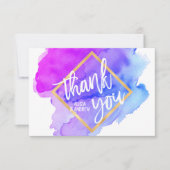 水モダン色ブルーパープルターコイズありがとう サンキューカード (正面)