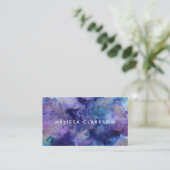 水モダン色ブルーパープル（ばちゃばちゃ）跳ねる 名刺 (スタンド正面)
