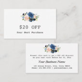 水モダン色ブルーピンクフローラメイクアップアーティスト 割引カード (正面/裏面)