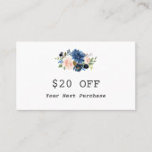 水モダン色ブルーピンクフローラメイクアップアーティスト 割引カード (正面)