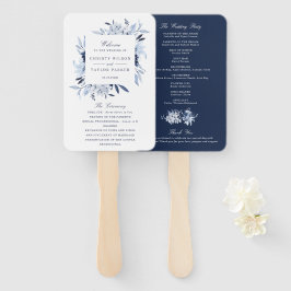 水モダン色ブルーフローラ結婚式 ハンドファン