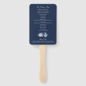 水モダン色ブルーフローラ結婚式 ハンドファン (裏面)