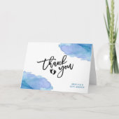 水モダン色ブルーボーイオーボーイベビーシャワー サンキューカード (正面)
