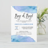 水モダン色ブルーボーイオーボーイベビーシャワー 招待状 (スタンド正面)