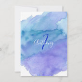 水モダン色ブルーボーイプール誕生日パーティー 招待状 (裏面)