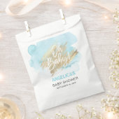 水モダン色ブルー金ゴールドオ赤ちゃんシャワー フェイバーバッグ (クリップ留めされた状態)