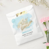 水モダン色ブルー金ゴールドオ赤ちゃんシャワー フェイバーバッグ (封をした状態)