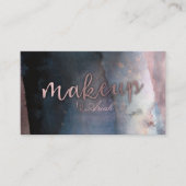 水モダン色ブルー&バラ金ゴールドピンクメイクアップ 名刺 (正面)