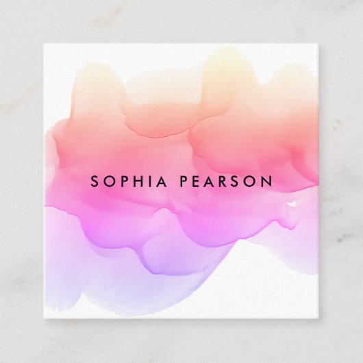 水モダン色ブロ スクエア名刺 (正面)