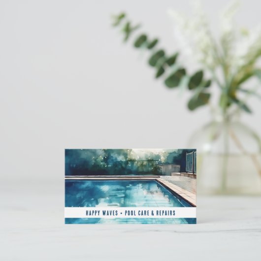 水モダン色プール気にスイムインストラクター 名刺 (スタンド正面)