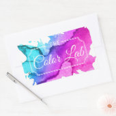 水モダン色ヘアサロン美容師 長方形シール (封筒)