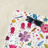 水モダン色ヘジロウフラワーモノグラム ビーチタオル (インサイチュ)