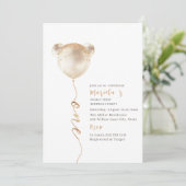 水モダン色ベアワン誕生日 招待状 (スタンド正面)