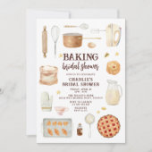 水モダン色ベーキングパーティーブライダルシャワー 招待状 (正面)