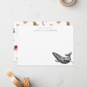 水モダン色ホエーパーソナライズされたラ ノートカード (正面/裏面インサイチュ)