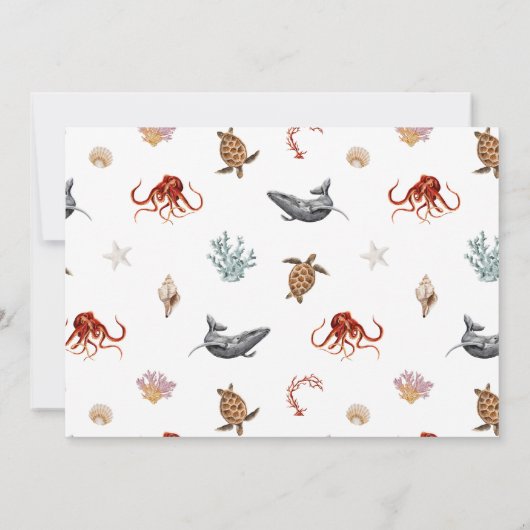 水モダン色ホエーパーソナライズされたラ ノートカード (裏面)