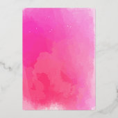 水モダン色ホットピンクオレンジブライダルシャワー 箔招待状 (裏面)