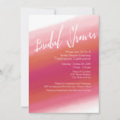 水モダン色ホットピンク&オレンジブライダルシャワー 招待状 (正面)