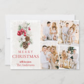 水モダン色ホリデーフォトコラージュクリスマス カード (正面)