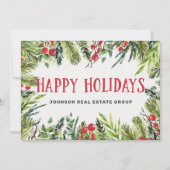 水モダン色ホリーの葉と果実 シーズンカード (正面)