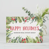 水モダン色ホリーの葉と果実 シーズンカード (スタンド正面)