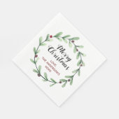 水モダン色ホリーリースクリスマス スタンダードランチョンナプキン (角)