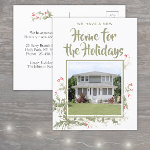 水モダン色ホリー変更の住所の休日 案内ポストカード