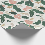 水モダン色ホリ葉と果実 ラッピングペーパー (角)