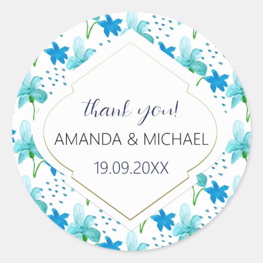 水モダン色ボホアイリスブルー抽象芸術 ラウンドシール (正面)