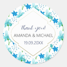 水モダン色ボホアイリスブルー抽象芸術 ラウンドシール