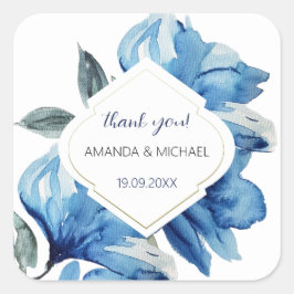 水モダン色ボホインディゴブルー抽象芸術 スクエアシール