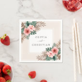 水モダン色ボホトロピカルフローラ結婚ズ スタンダードカクテルナプキン (インサイチュ)