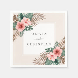 水モダン色ボホトロピカルフローラ結婚ズ スタンダードカクテルナプキン