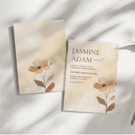 水モダン色ボホフローラ秋結婚の 招待状