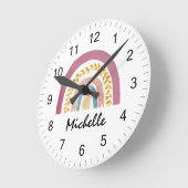 水モダン色ボホレインボーカスタム女子かわいい ラウンド壁時計 (傾斜)