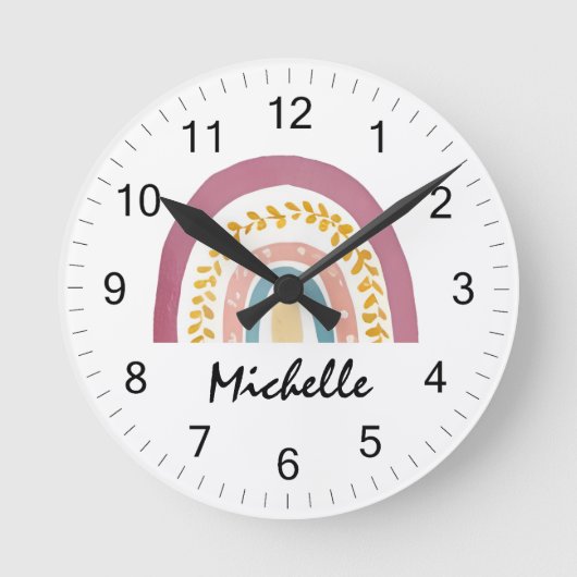 水モダン色ボホレインボーカスタム女子かわいい ラウンド壁時計 (正面)