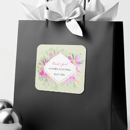 水モダン色ボホ薄紫フローラエレガント スクエアシール