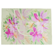 水モダン色ボホ薄紫フローラエレガント ラージペーパーバッグ (裏面)